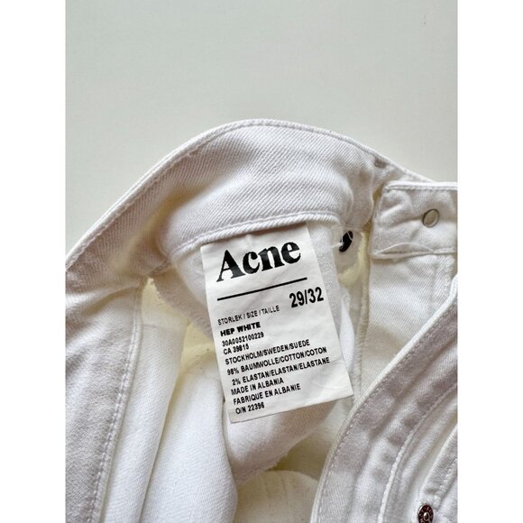 ACNE STUDIOS Hep White Cotton Blend Stretch Low Rise Slim Jeans, Size 29/32 - Picture 12 of 13